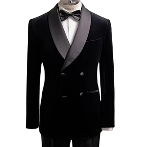 Men's Fashionable Unique Style Custom Velvet Blazer Jacket Suit Tuxedo Plus Size Breathable with Zipper Fly Pant Closure