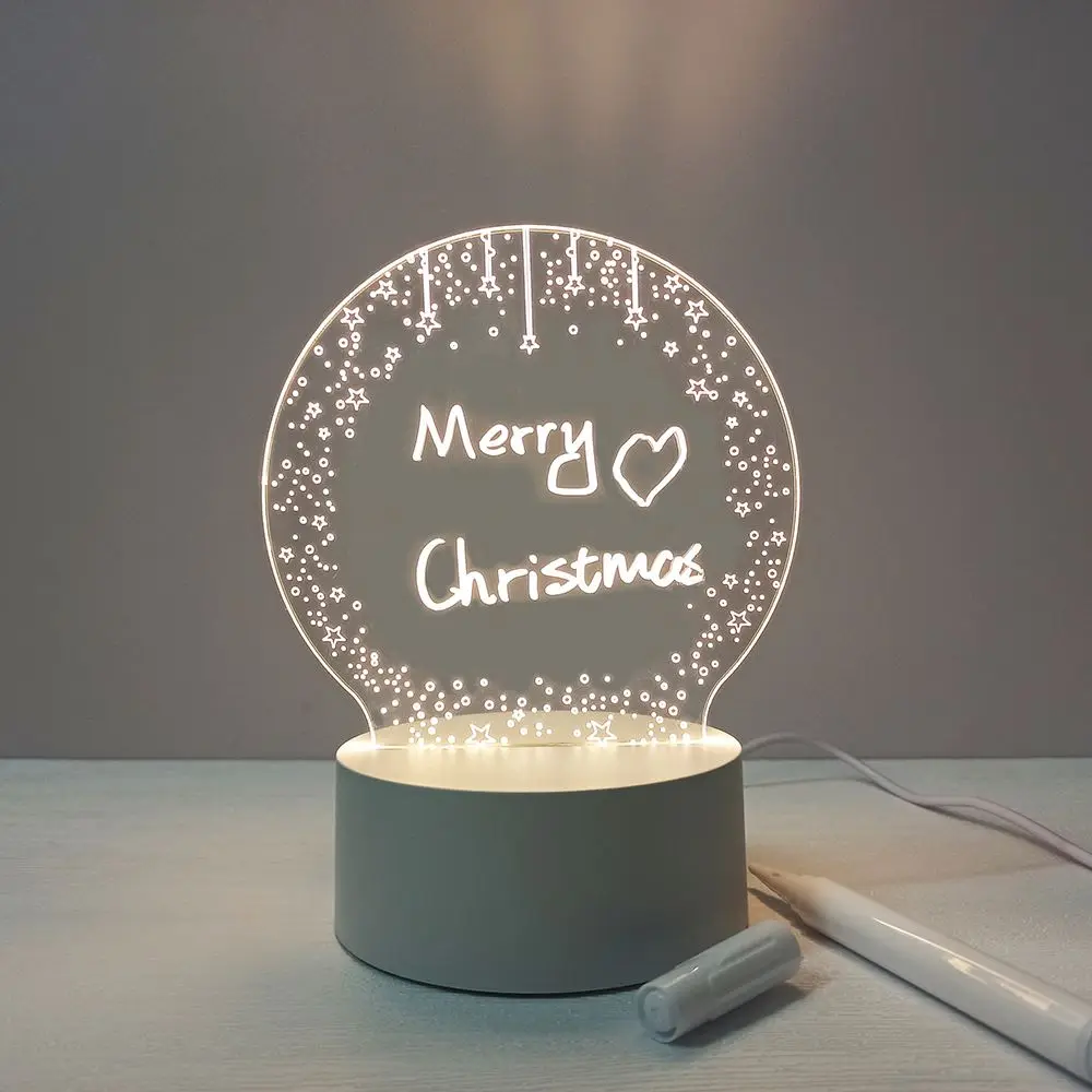 Creative Desktop Acrylic Message Board Light Led Note Memo Board Transparent Whiteboard Luminous Whiteboard for Decoration