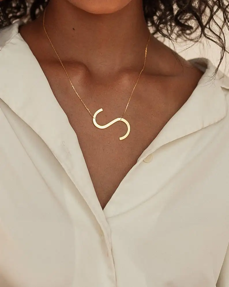 Sideways Large Initial 925 Sterling 
