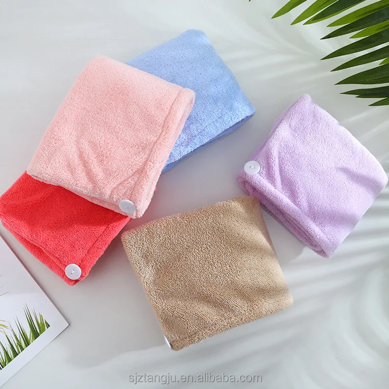 Promotional Prices Coral Fleece Hair-drying Towel Cap Microfiber Hair ...