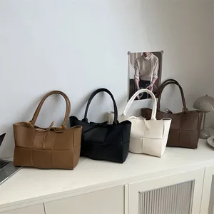 Large Weave Tote Bags High Quality PU Leather Shoulder Bag for Women Designer Luxury Lady Top-handle Bag Luxury Sac