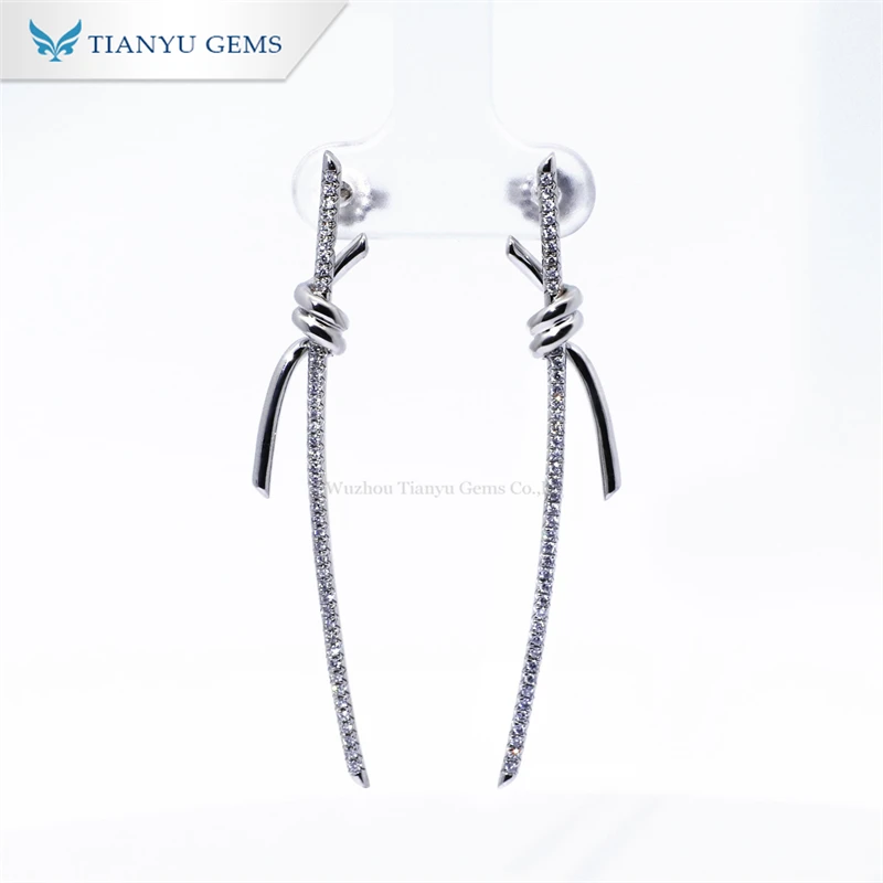 Tianyu Custom Lab Diamond HPHT Butterfly Stud Earrings Real Gold 14K 18K Sterling Silver Charming Diamonds Ear Stud