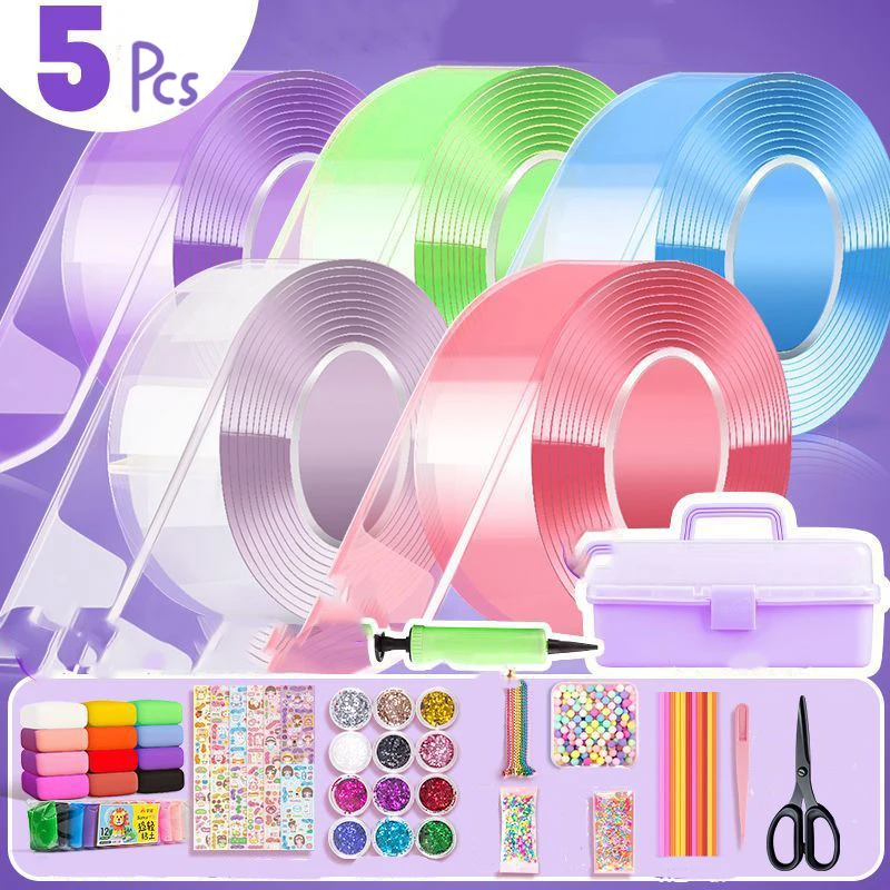 65-teiliges Nano Tape Bubble Kit - 6x Bubble Tape + Zubehör Für DIY Seifenblasen & Bastelspaß