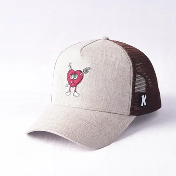 Wholesale factory price heart embroidered logo Mesh Snap Back Gorras Mesh Baseball Cap Trucker Hat