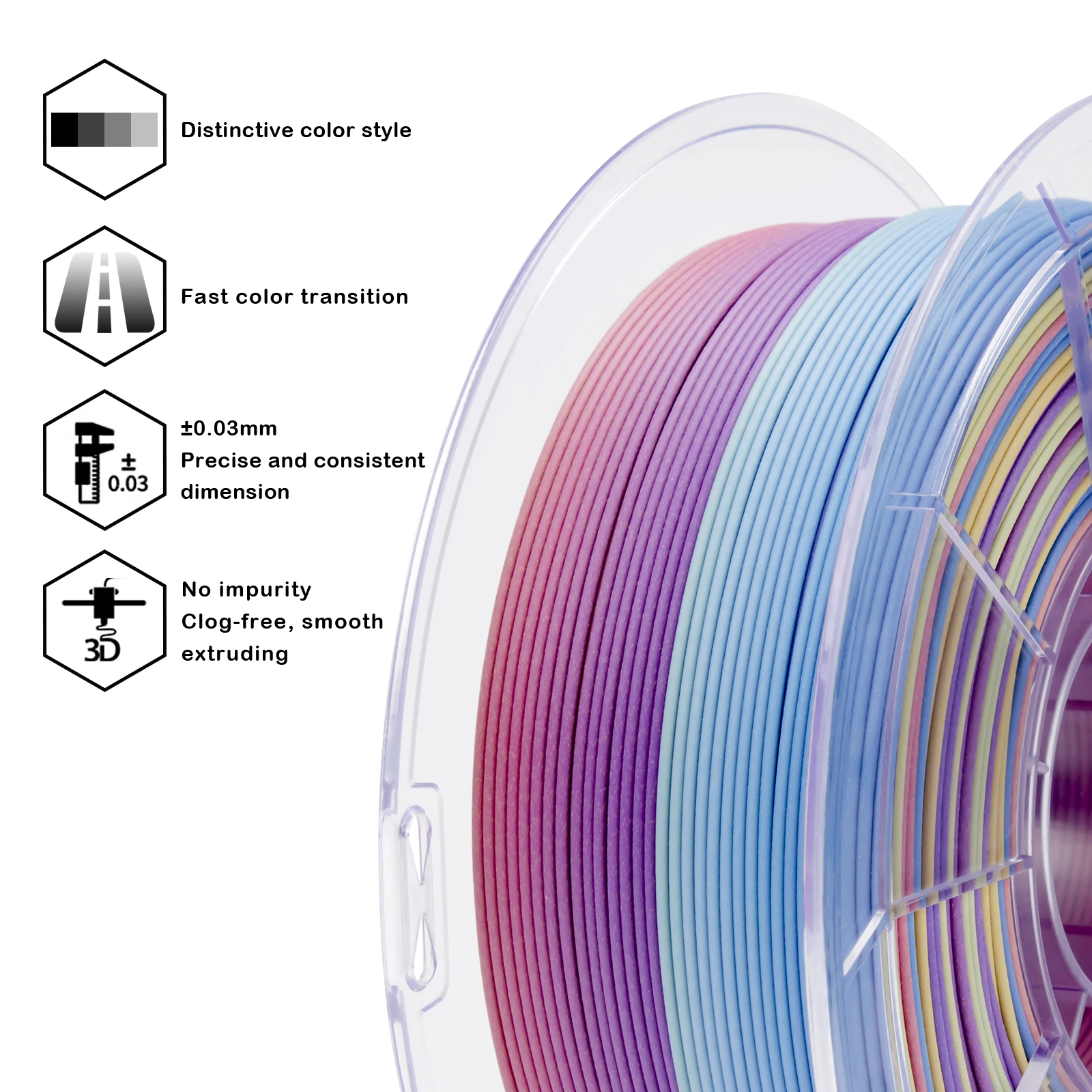 ZIRO Vibrant Colors Gradient Matte PLA Filament 1.75mm 1kg/roll Fast ...