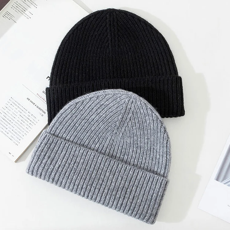 Warm Thicken Cashmere Mens Women's Fashion Winter Hats Logo Knitted Wool Beanies Unisex Winter Cap