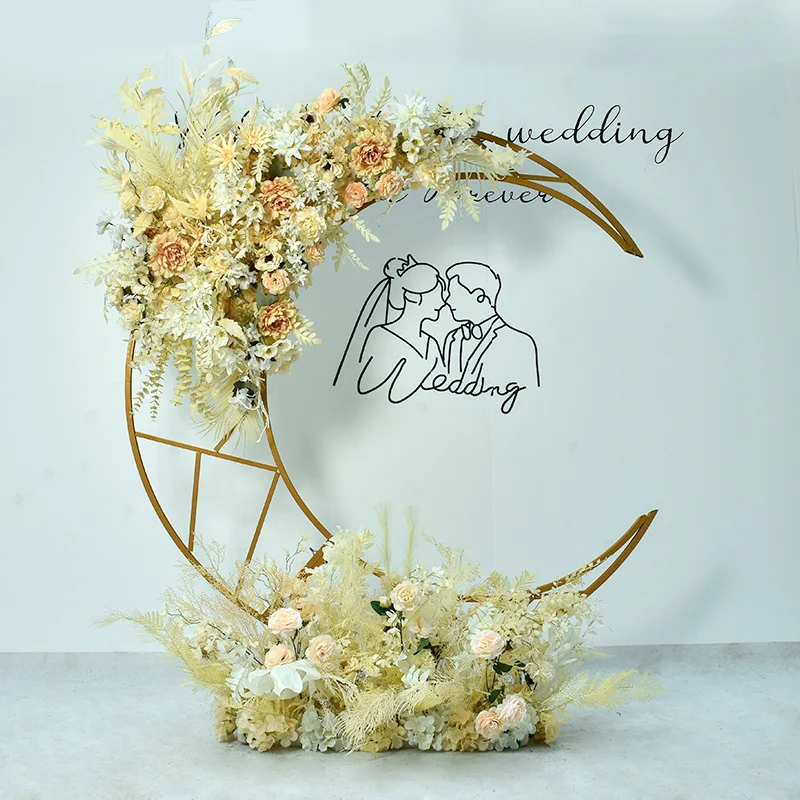 Lot De 2 Supports D'arche De Mariage En Forme De Croissant De Lune - Métal Doré, Acier Au Carbone - Pour Décoration événement, Anniversaire, Mariage
