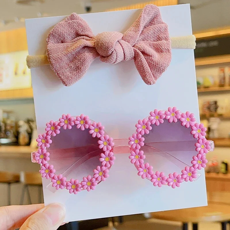 New Low Price Hot Selling Fashion Baby Sun Flower Eyeglasses With Headbands Set Lovely C aperçu 7