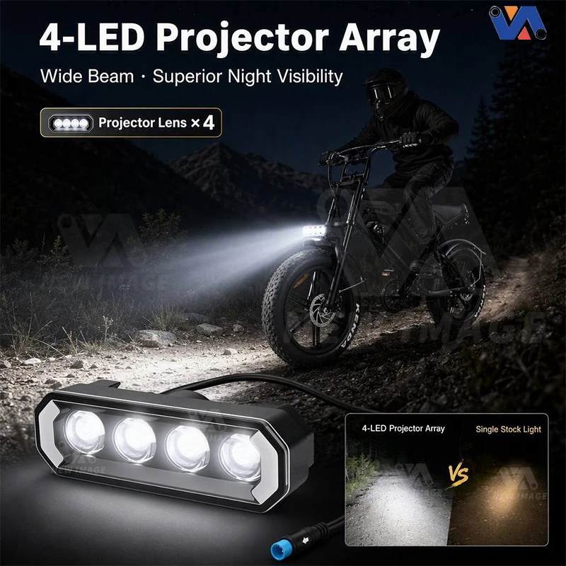 ABS front light housing and mounting bracket for electric bike