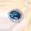 Blue pointed crystal ring