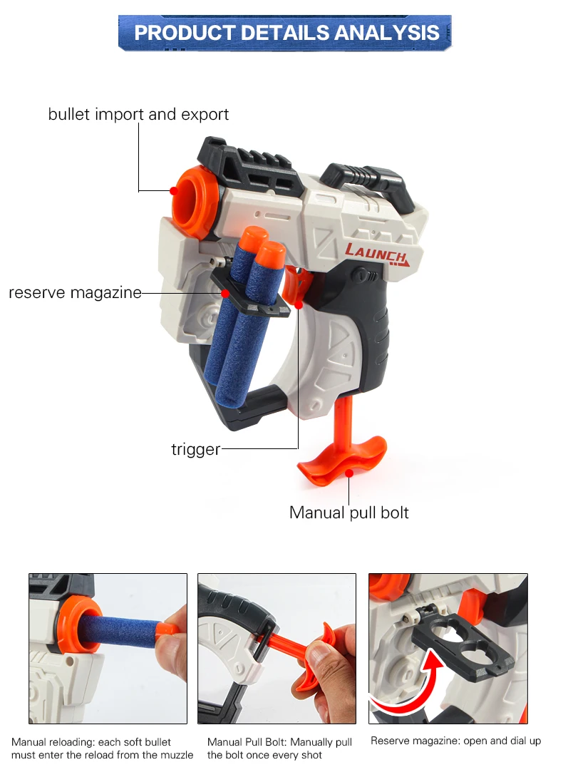 Soft Bullet Toy Gun Eva Soft Bullet Blasting Toy Kids Safe Shooting ...