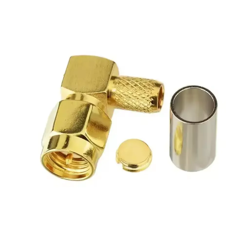 Factory Price 50ohm SMA Male Plug Right Angle 90 Degree RA Elbow Crimp WTR240  LMR  240 Cable Rf Brass Coax Connector Converter