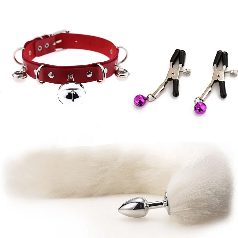 Plug Anal de Metal com Cauda Longa em Forma de Cauda de Raposa Branca,  Brinquedo Sexual Anal para Mulheres, Homens e Casais Gays