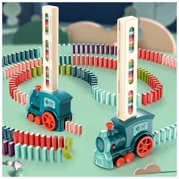 wholesale Children toy Amazon Hot Domino jigsaw puzzle kids toys sale electric train mover domino building car kids toys