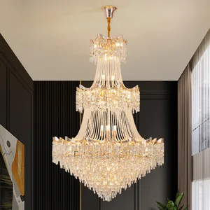 Modern Hotel Lobby Stair Decoration Crystal Pendant Light Custom Large Project Led Glass Chandeliers for Villa