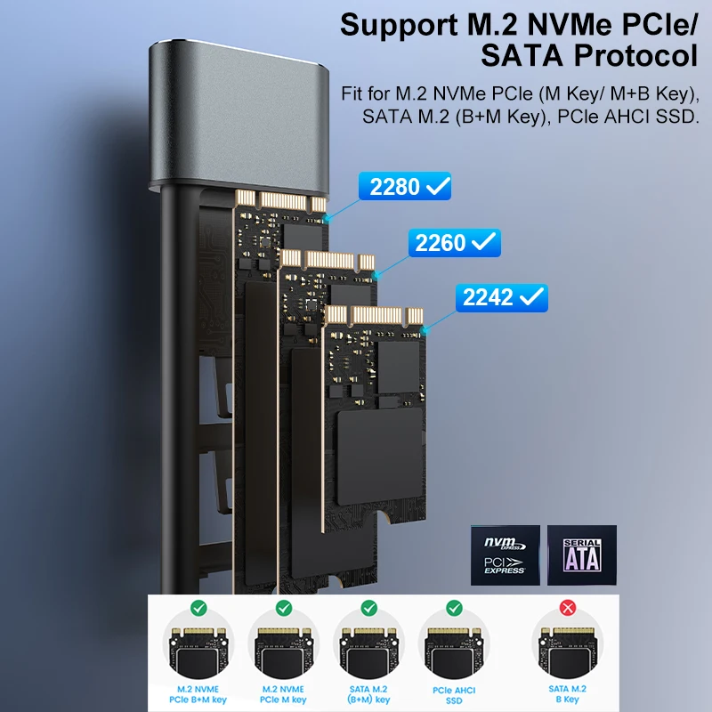 RSHTECH SSD Enclosure 10gbps Nvme Pcie AHCI Dual Protocol - Main Image