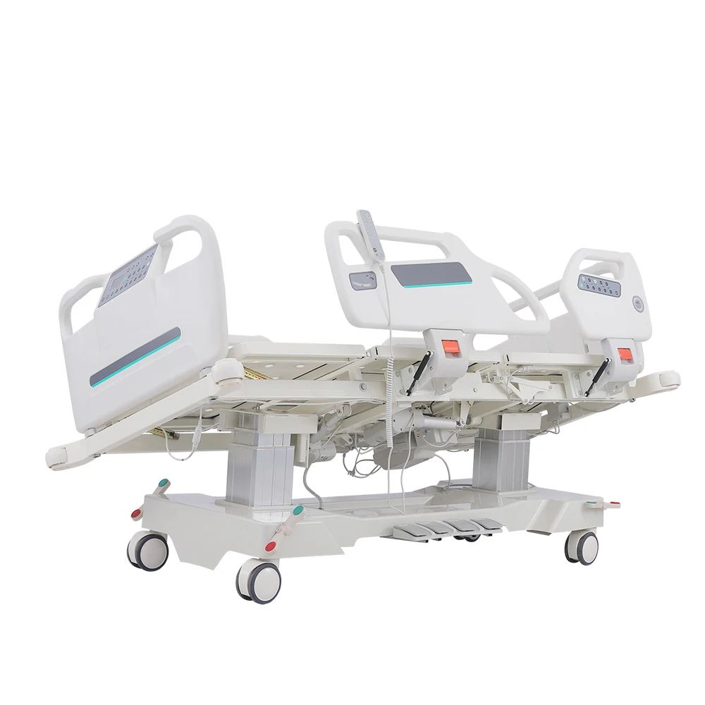 Hospital Electric ICU Bed Side Rails-Five Motor Adjustable Stainless Steel Medical Bed for Critical Care Pressure Relief 5