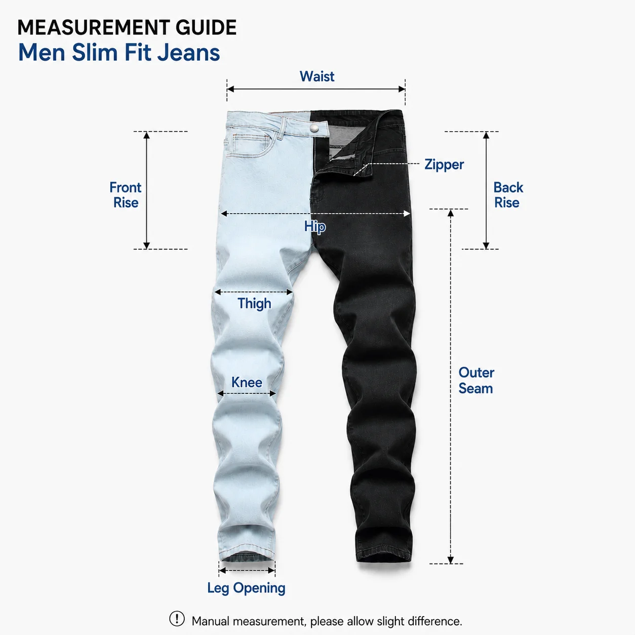 Custom Men's Straight Jeans Pant Plus Size Casual Style Denim with Boys' Color Stitching Zipper Washed Technics