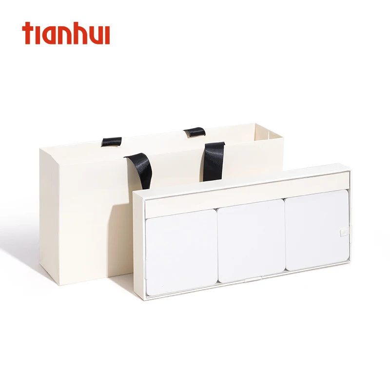 Tianhui Transparent Lid Paper Box with Square Thin Cans Set for Tea Chocolate Storage Packaging