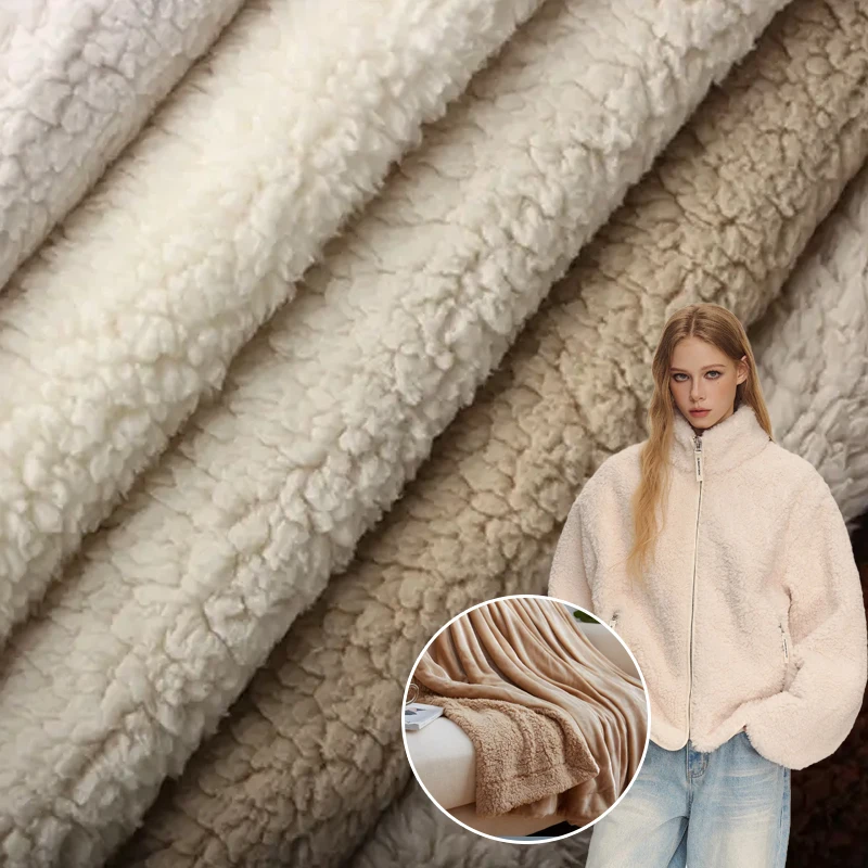 Wholesale Winter Clothing Fabric Oeko-tex 100% Polyester Fake Sheep Lamb Faux Fur Fleece Wool Sherpa Fabric for Winter Clothes