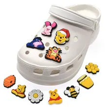 Pooh Bear Piglet Honey Bee Crocs Charm Promotion Gift Souvenirs Cute Kids Clog Croc Shoe Decoration Accessory Shoe Charms