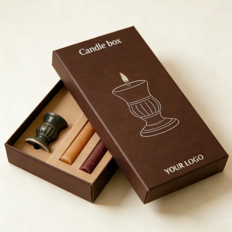 Set di candele di lusso con logo personalizzato, scatola in carta rivestita con inserto, stampa e goffratura per l'imballaggio