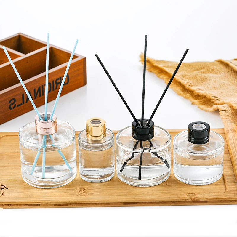 Decorative Glass Aromatherapy Container 200ml Transparent Perfume Fragrance Essential Oil Empty Reed Diffuser Glass Bottle