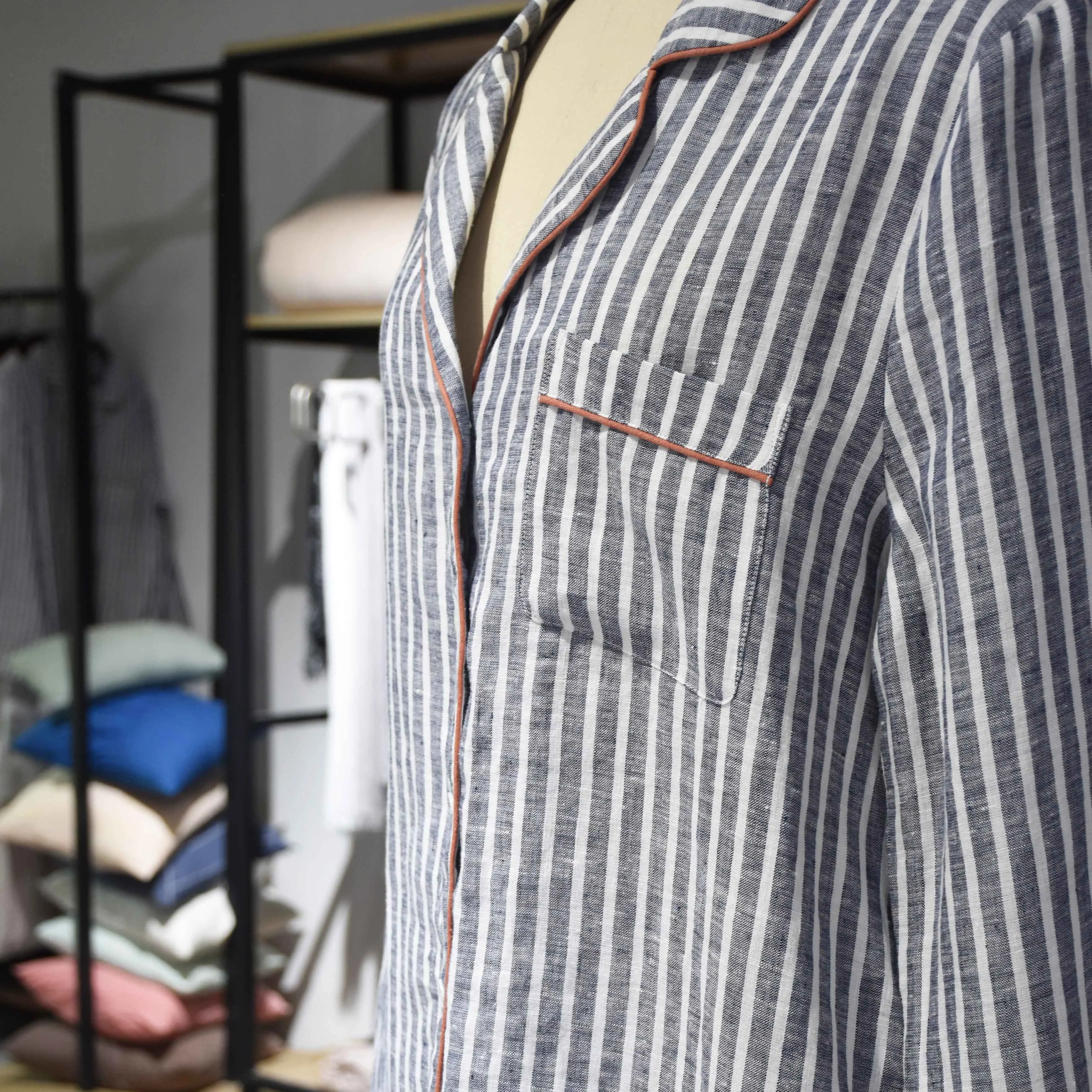 French Linen Indigo Stripe Unisex Shell 