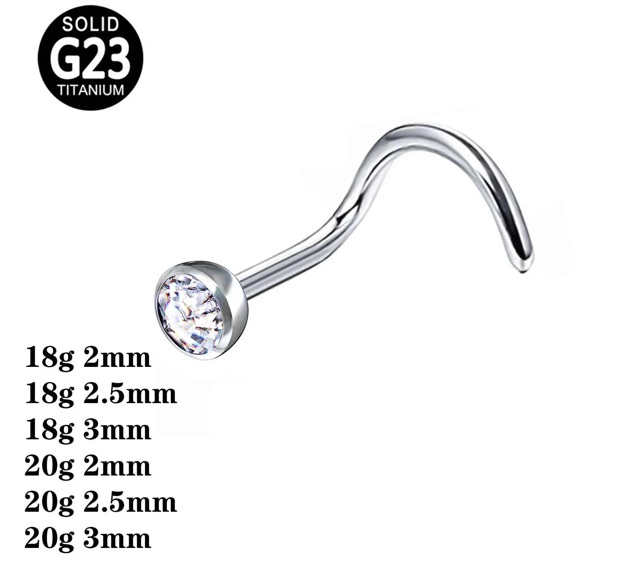 Gaby G23 Clicker 20g Nose Ring Titanium Piercing Jewelry
