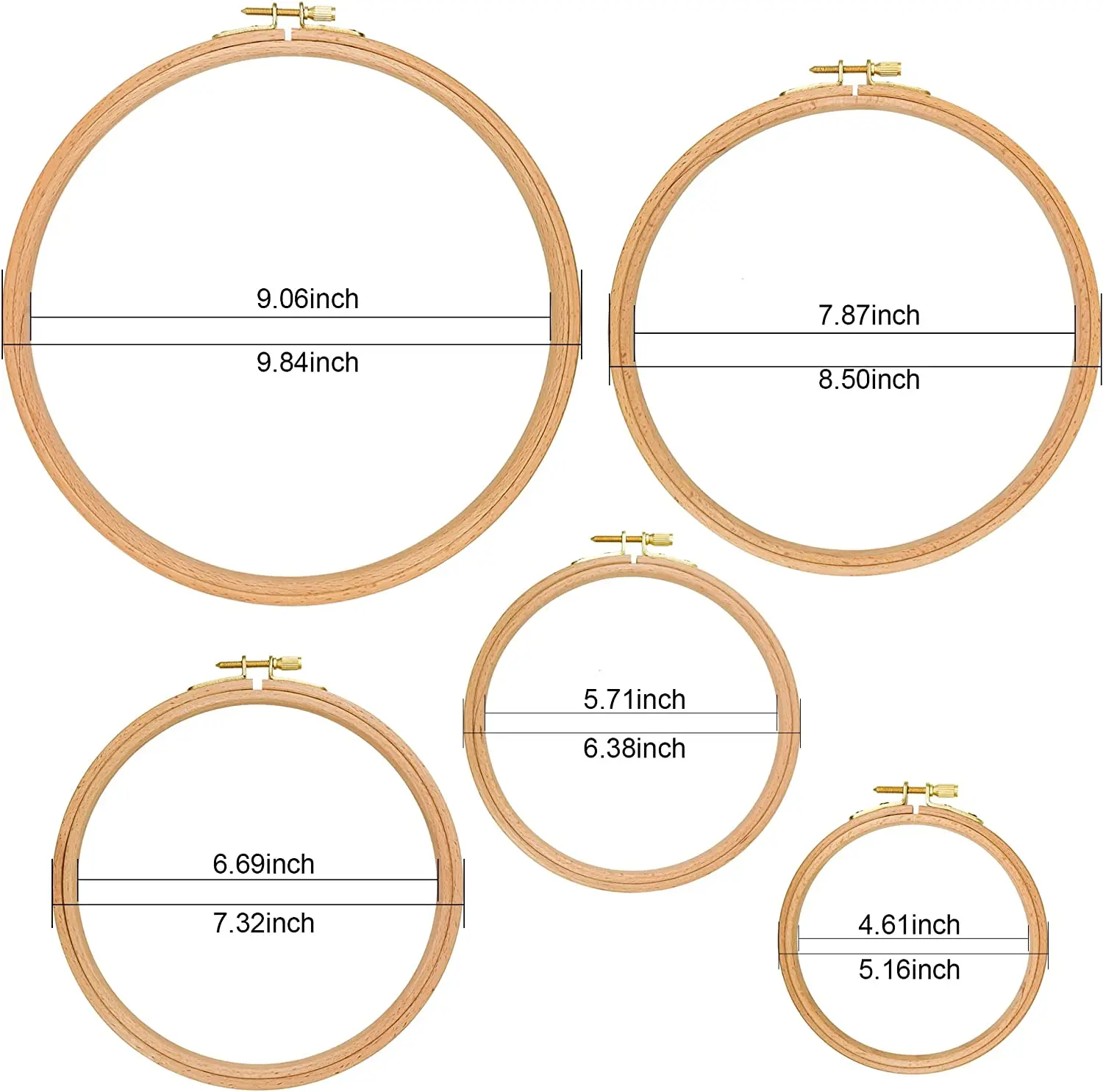 Embroidery Frame Needlework Tools Wooden Round Circle Hoop Ring for Embroidery Cross Stitch Stand