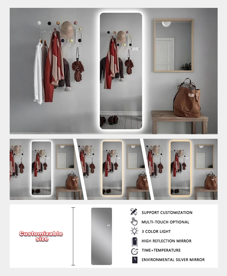 product high quality full body mirror antifog lighted hanging long led full length mirror dressing mirror with lights-7