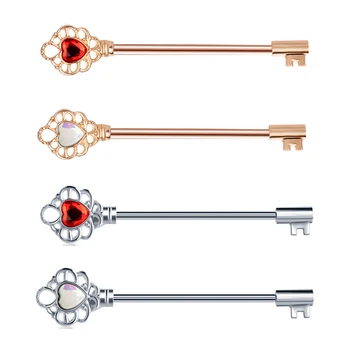 Stainless Steel Industrial Barbells With key Shape Arrow Ear Piercing Body Jewelry Rose Gold Silver earrings