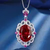 Red corundum pendant with chain