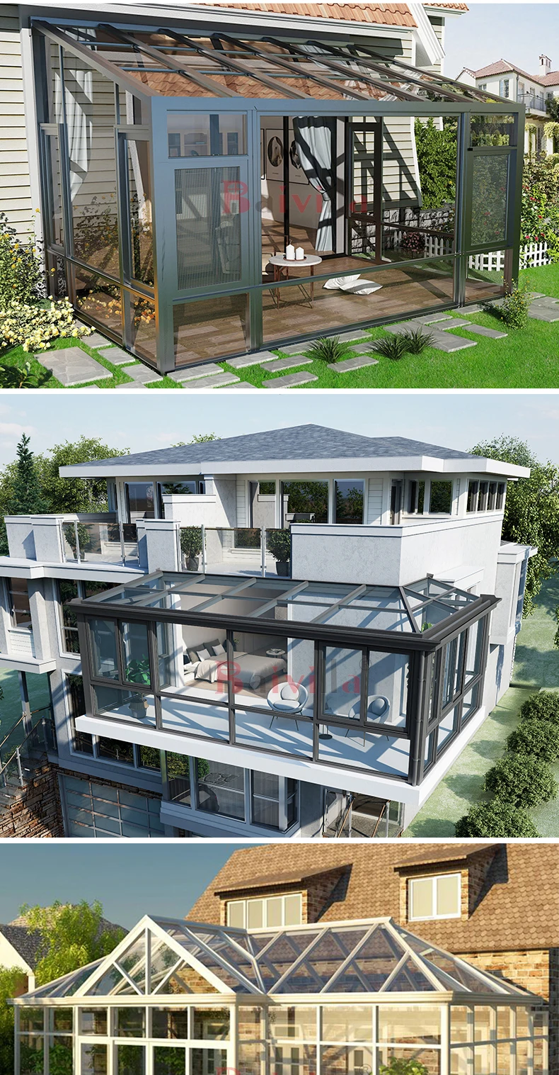 Latest Design Prefab Glass Garden House Sunroom With Aluminum Extrusion Profile Prefab Sunroom