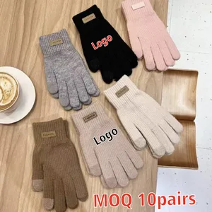 Custom Logo Print New Fashion  Winter Warm Touchscreen Gloves Fleece Lined Thick Gloves Unisex Outdoor Cycling Gloves