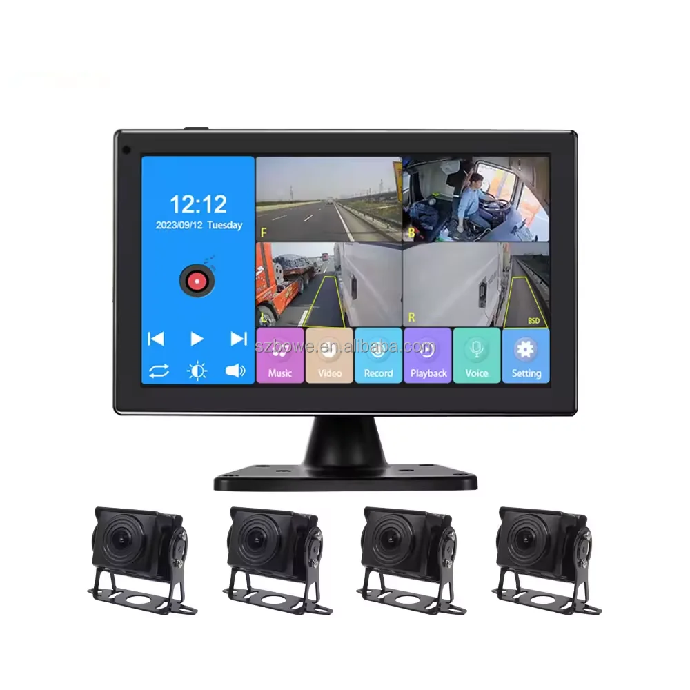 10.1'' Touch Backup Camera System for Trucks Buses BSD Split Screen Night Vision Waterproof Reverse Camera 1 Year Warranty IP69K