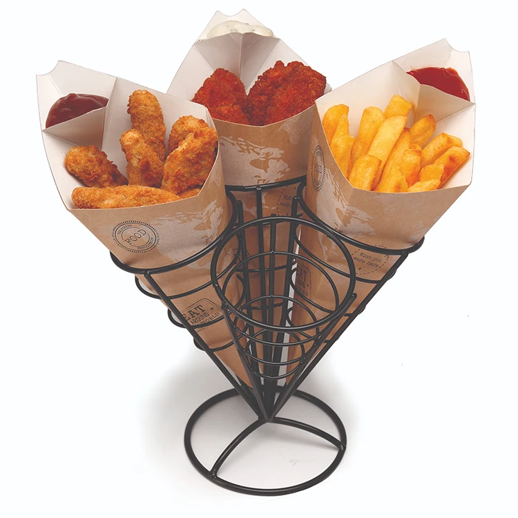 Leepro Food Tray Boats with Dip Pocket, Disposable Kraft Paper French Fries Box with Compartment Holder for Ketchup, Sauce, Food Serving Trays for