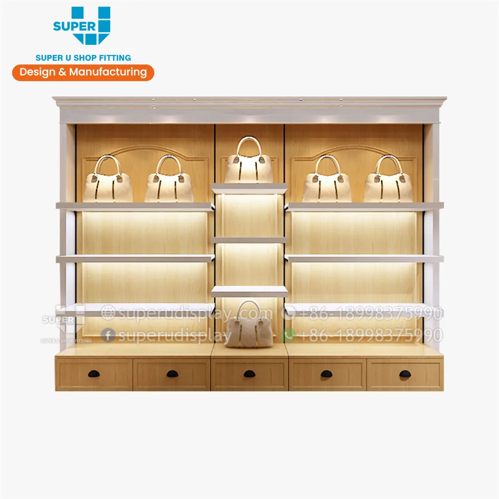 Customized Luxury Store Display Cabinet Bag Display Shelf - China