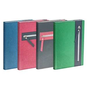 Factory  Custom Softcover Color  Notebook Kraft Paper Notebook with Zipper Pocket