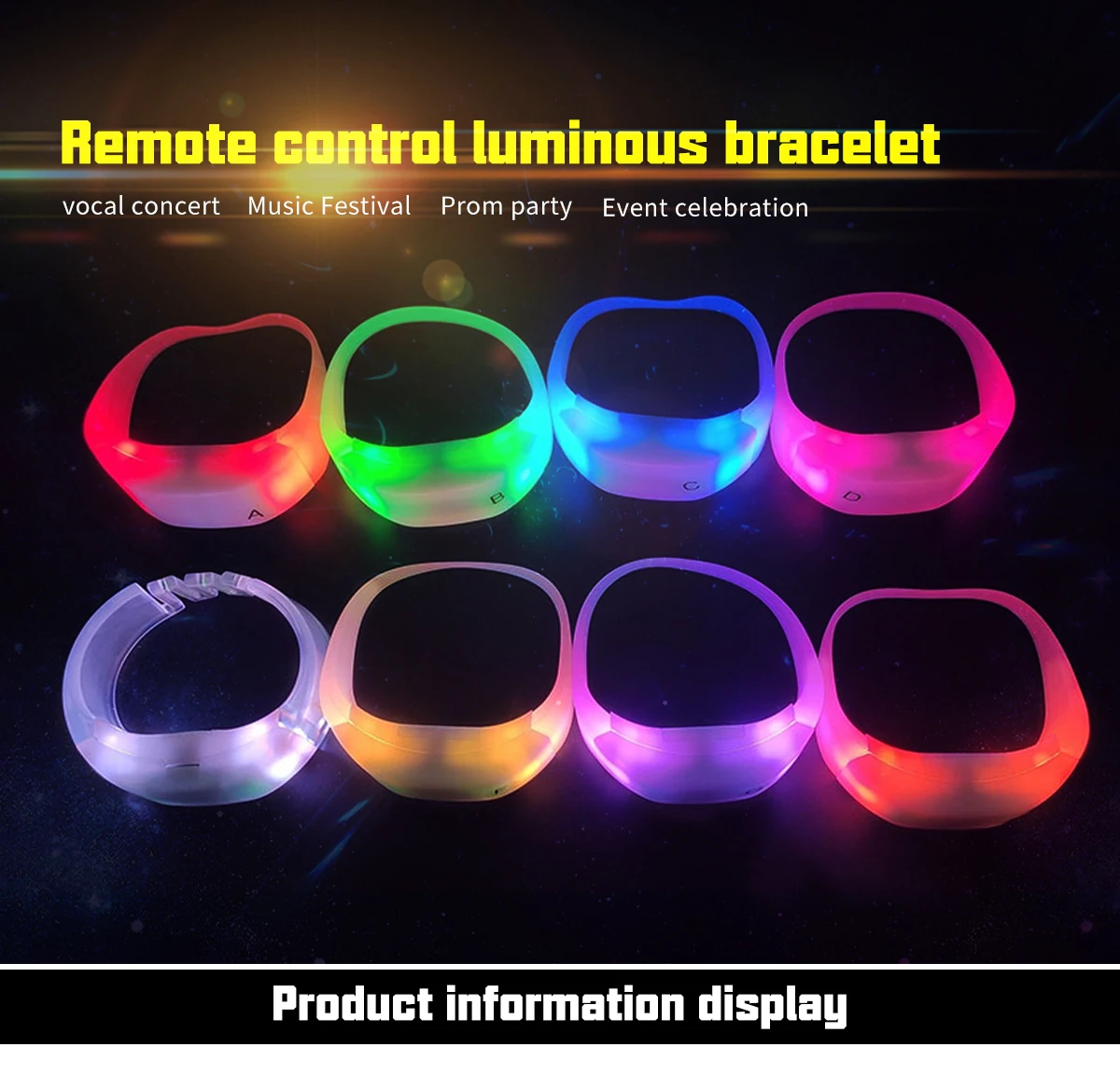 Silicone Luminous Led Flashing Bracelet Remote Controlled Dmx Led Light