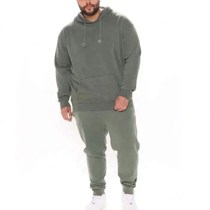 JL0112C Men Joggers Sets Training Wear Drawstring Waist Vintage Washed Plain Men Fitted Joggers