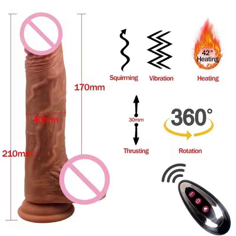 New Remote Control Realistic Dildo Silicone Dildo Vibrator Sex Toys for Women Powerful Thrusting Dildo with Strong Suction Cup