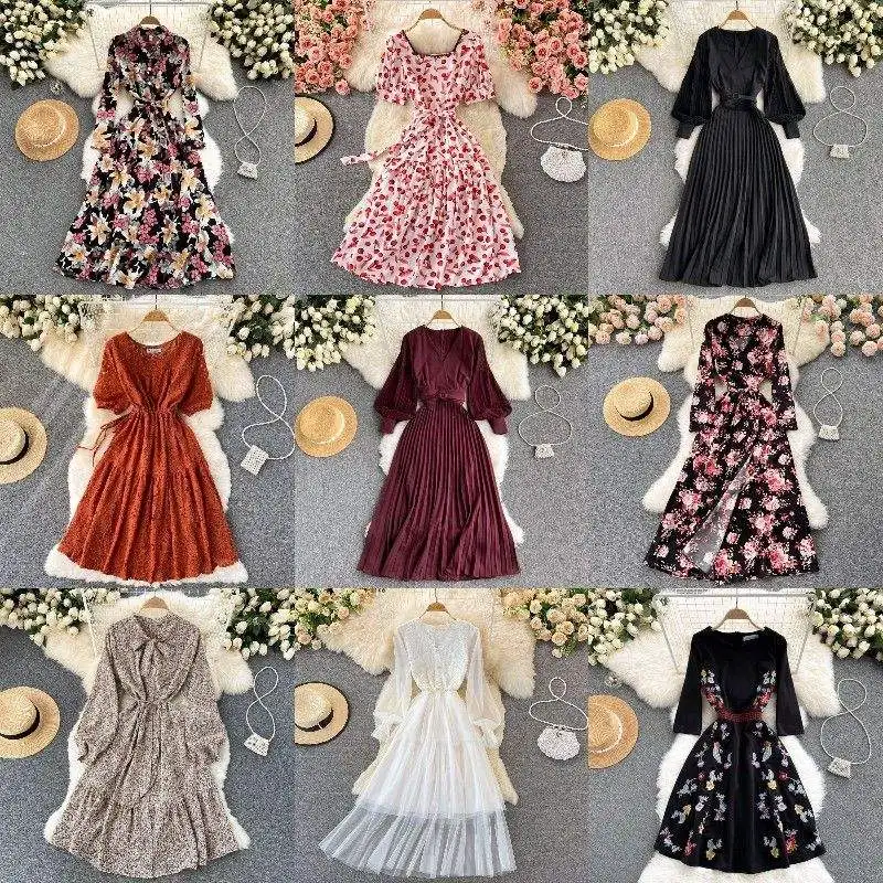 Digital Print Ladies Long Chiffon Dresses Elegant Vacation Women