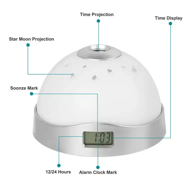 7Color Promotional Gift Home Decorations Projection Alarm Clock Digital Star Projection LCD Clock