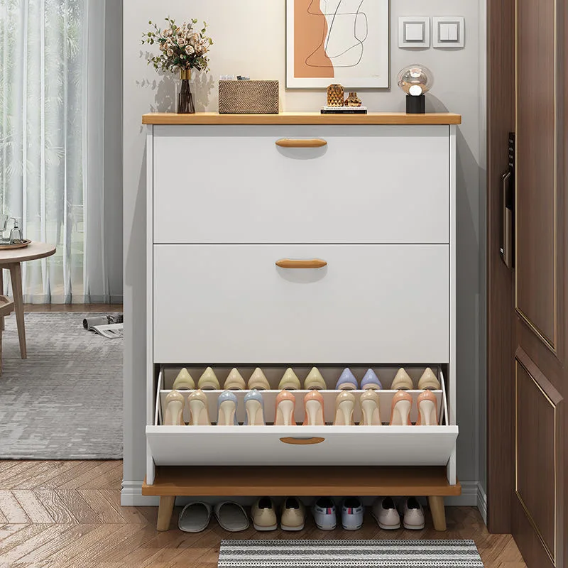 Large Capacity Ultra-Thin Modern Design Metal Vertical Shoe Rack Multi-Layer Entrance Door Wall Cabinet White Shoe Cabinet