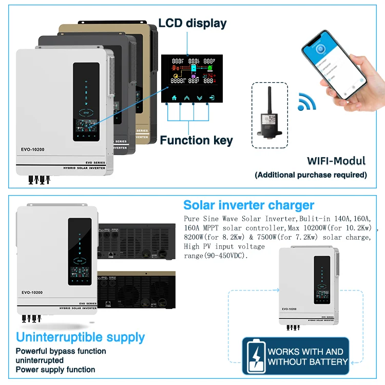 Anern MPPT OFF Grid on Grid Hybrid 7kw 8kw 10kw Solar Inverter