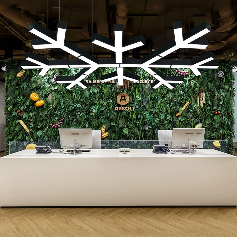 Özel Demir Ayarlanabilir Yükseklik Kar Tanesi Kombinasyonu LED Kişiselleştirilmiş Sarkıt Işık Sanatsal Endüstriyel Stil Oturma Odası