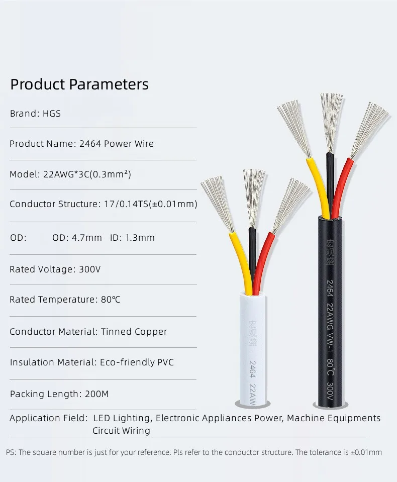 wholesale new trends 22awg 3 cores 2464 cables and wires power control