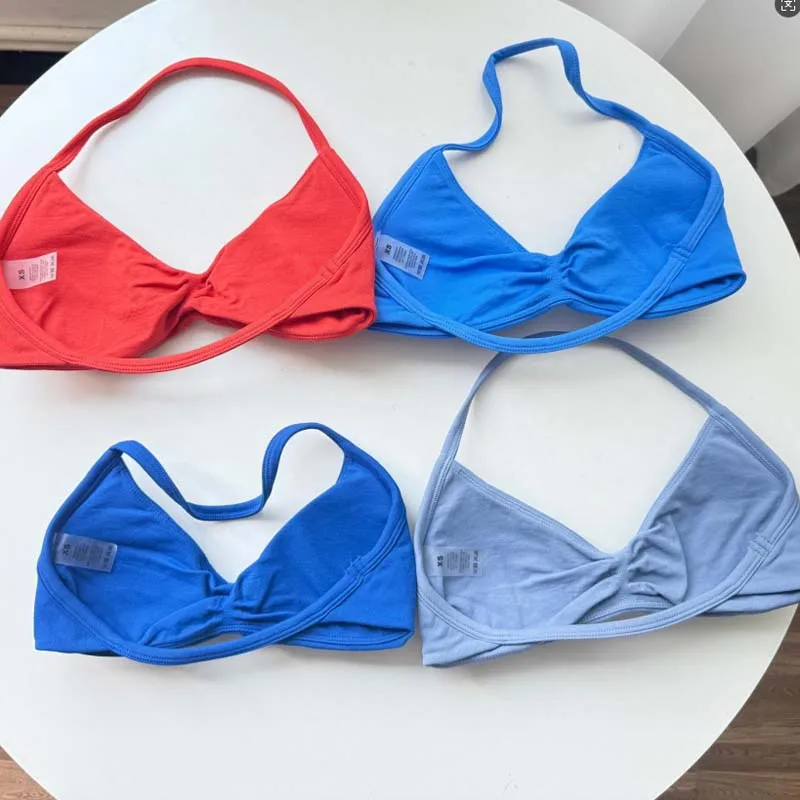 SHINBENE Halter Neck Backless Workout Front Scrunch Strappy Yoga Gym Training Seamless Sports Bra for Women