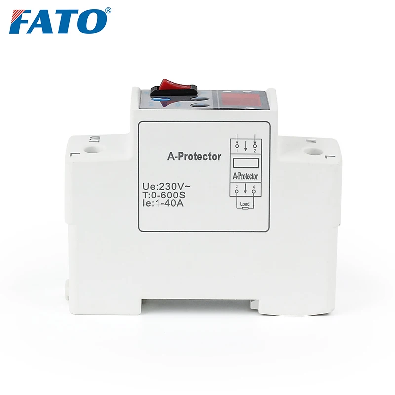 Fata DIN RAIL Over Current Protector Self-reset Led Digital Display Voltage Protection Stabilizers With Switch